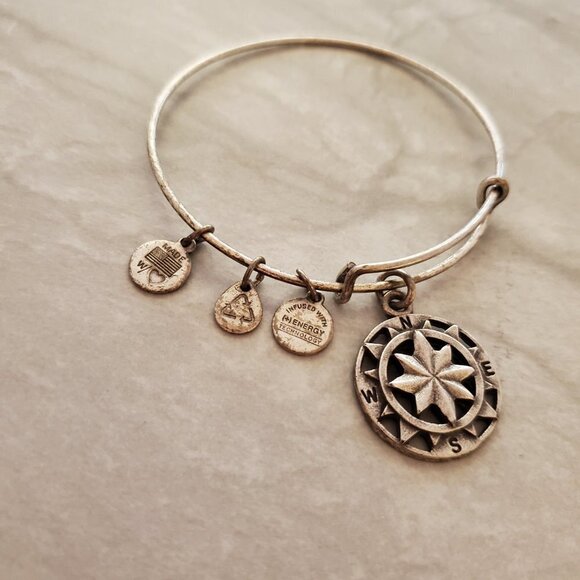 🧭 Alex and Ani Silver Compass Charm Adjustable Expandable Bracelet 🧭 - Picture 2 of 5